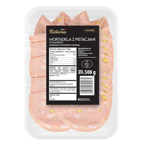 Mortadela z pistacjami plastry 500 g